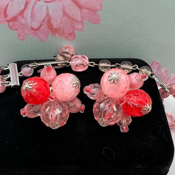 Western Germany Watermelon Necklace and Clip Earrings set - Picture 3 of 4